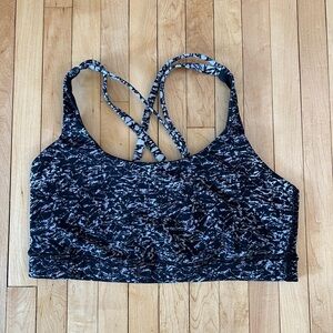 lululemon Energy Sports Bra Marble Black and White Pattern - Size 8